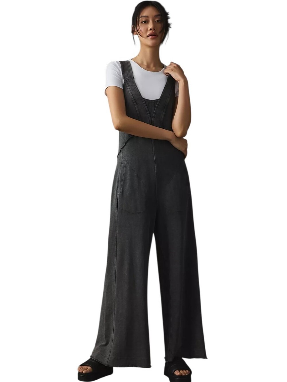 Anthropologie Daily Practice The Palmra Jumpsuit Gray Women's Small Wide Leg